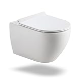 Hänge WC Toilette Komplettset aus Keramik - Wand WC mit WC Sitz mit...