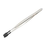 Toddmomy Gummi beschichtete Edelstahl pinzette mit Flacher Spitze Rutschfeste Lange...