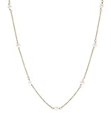 trendor Damen-Halskette mit Perlen 925 Silber Vergoldet 45 cm zeitloser Halsschmuck für...