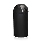 hjh OFFICE 741008 Mülleimer XXL PUSH 50L Schwarz Retro Abfallsammler mit...