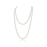 BFUZXY Perlenkette Damen 150 CM,Perlen Kette Weiß,Vintage Perlenhalskette,Pearl...
