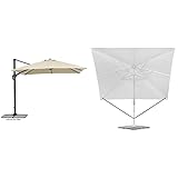 Schneider Sonnenschirm Rhodos Twist, natur, 300 x 300 cm quadratisch, 730-02, Gestell...