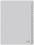Kangaro Karton-Register DIN A4 Zahlen 1-20. 180 g/m² recycelter Grau FSC Karton...