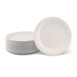 Ecocleo Pappteller 100 Stück 18cm Einweggeschirr beschichtet, Einwegteller weiß,...