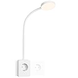 ENUOTEK LED Wandleuchte Wand Leselampe Weiß mit Stecker und Steckdose,...