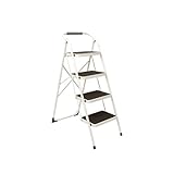MENGLI-2024 Klappbarer Tritthocker Trittleiter mit 4 Stufen, Klapphocker aus Aluminium mit...