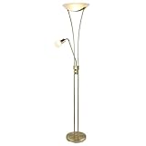Lindby Stehlampe, Deckenfluter verstellbarer Lesearm, Standleuchte Glas Metall,...