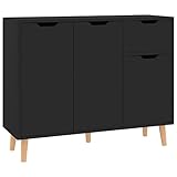 HEFZGDB Sideboard Schwarz 90x30x72 cm Holzwerkstoff Geschirrschrank Küchenschrank...