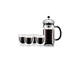 French-Press-Kaffeemaschine - BODUM - CHAMBORD SET - 8 Tassen 1,0 l + 4 doppelwandige...