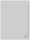 Kangaro Karton-Register DIN A4 Zahlen 1-7. 180 g/m² recycelter Grau FSC Karton...