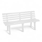 Spetebo Kunststoff Gartenbank 3-Sitzer 145 x 74 cm - weiß - Garten Sitzbank mit...