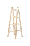 PROREGAL Wood Double Giraffe Holz-Sprossen-Stehleiter mit Sicherheitskette | 2x4...