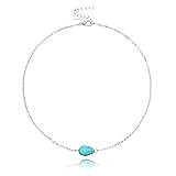 Yheakne Boho Türkis Choker Halskette Silber Edelstein Anhänger Halskette Kette...