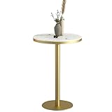 Bistrotisch mit Marmorplatte und goldfarbenem Metallsockel für Küche, Restaurant, Büro...