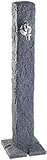 Gartenbrunnen, dunkler Granit, Steinoptik + Wasserhahn, 100 cm, Grau