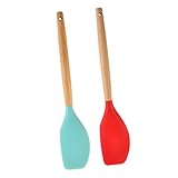 CRAFTHROU 2 Stück Silikon Cremeverteiler Butterspatel Mit Holzgriff Hitzebeständig Und...