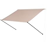 Markise Balkonmarkise aus Metall und Polyester, fallarmmarkise einziehbare Markise Beige,...