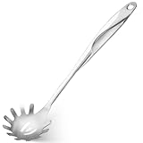 Frogetu 1 Stück Spaghettilöffel,Einteiliger Edelstahl Nudellöffel,Nudelsieb mit...