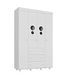Vicawu KINDERKLEIDERSCHRANK WEIß Bubbles, Weiß, 121 x 41,5 x 191,5 cm,...