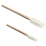 Hoxfly Silikon Spatel Set, 2 Stück Teigschaber mit Holzgriff, Antihaftbeschichtet...