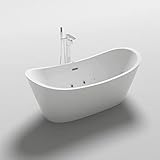 HOME DELUXE - freistehende Badewanne mit Whirlpoolfunktion - OVALO PLUS - Maße 180 x 90 x...