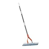Metalldach Rake, Gartenrake für Gartenarbeit, Einstellbarer Langer Griff Kultivierende...