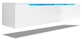 SONNI TV Schank, Lowboard Weiss Hochglanz Hängend 180x35x30cm mit LED-Beleuchtung(12...