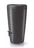 Design Regentonne 240 L mit Wasserhahn - anthrazit - Regentank mit Pflanzschale als Deckel...