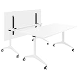 Besprechungstisch Savio 160 x 80 cm | Klappbar | Rollbar | Klapptisch | Weiß