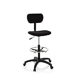 hjh OFFICE 671004 Arbeitsstuhl mit Fußring TOP Work 05 Stoff Schwarz Counterstuhl...