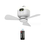 ZEPFJHE Wiederaufladbarer Deckenventilator mit Fernbedienung, 4 Geschwindigkeiten,...