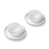 Terra Home 2er Cappuccino-Tassen Set - Weiß, 200 ml, Matt, Porzellan,...