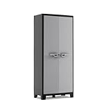 Keter Titan Kunststoffschrank, hoch, schwarz/grau, 80 x 44 x 182 cm, inkl. 4 Einlegeböden...