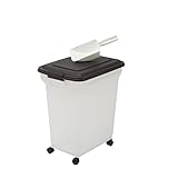 Iris Ohyama Hundefutter Aufbewahrung mit Rollen, 45L/15kg, Schwarz, Luftdichte...