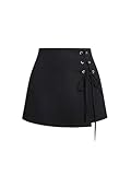 GORGLITTER Damen Hosenrock Kurze Hose Culottes Herbst Hosen Tülle Öse Rock Skort Elegant...