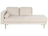 Chaiselongue Samt beige Links goldenes Gestell mit Nackenrolle modern Miramas