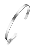 Finessed Unisex Armreif - Premium Edelstahl Armband in Silber, Oval Verstellbar...