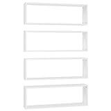 Finlon Platzsparende Würfelregale – 4er-Set für weiße Holzwürfel 85 x 26,5 cm –...