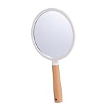 Beatifufu Kosmetikspiegel mit Holzgriff Langlebiger Handspiegel für Damen Runder...