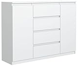 meble masztalerz Kommode Weiss mit 4 Schubladen und 2 Türen 120 cm, Sideboard...