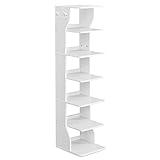 VASAGLE Schuhregal schmal, Standregal mit 7 Ebenen, platzsparend, für...