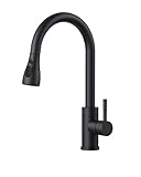 FORIOUS Wasserhahn Küche Schwarz, Hochdruck Küchenarmatur mit Herausziehbarer Brause...