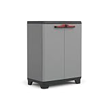 Keter Stilo Kunststoffschrank, niedrig, BxTxH: 68x39x90cm, grau/schwarz/rot,...