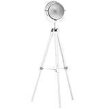 HOMCOM Stehlampe Stehleuchte mit Dreibein Stativ aus Holz 100-140 cm höhenverstellbar mit...