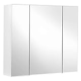 VASAGLE Spiegelschrank, Badezimmerschrank, Aufbewahrungsschrank mit 3 Türen, 60 x 15...
