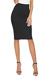 Damen Elegante Business Solid Elastisch Bleistiftrock Hohe Taille Bodycon Midi Röck(M,...