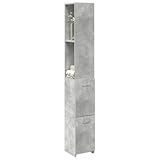 LAPOOH Badezimmerschrank Betongrau 25x25x170 cm Holzwerkstoff, Badschrank, Badezimmer...