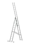 DRABEST Leiter PRO Serie Klappleiter 3-teilig Aluminium Vielzweckleiter 3x13...