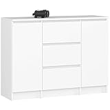 AKORD Kommode K100 mit 3 Schubladen, Schrank mit 2 Tür 4 Regalböden, Für das Wohnzimmer...