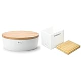 Continenta Brottopf oval mit Holzdeckel, 36 x 23 x 13,5 cm & Vorratsdose mit...